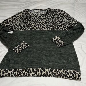Leopard Print and Green Women's Blouse